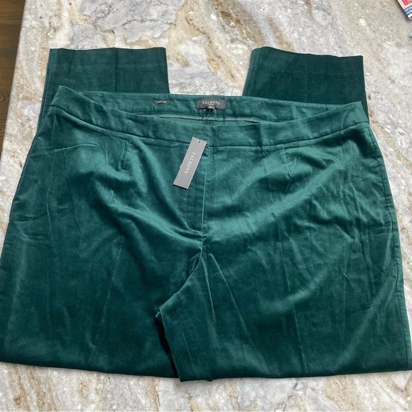 NWT Talbots Women “Heritage” Dark Green Straight Leg Velvet Pants plus size 24W - Picture 3 of 7